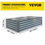 Garden Ornaments: VEVOR Galvanized Raised Garden Bed, 203 x 102 x 48 cm Metal Planter Box, Gray Steel Plant Raised Garden Bed Kit, Planter Boxes Outdoor for Growing Vegetables,Flowers,Fruits,Herbs,and Succulents