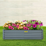 Garden Ornaments: VEVOR Galvanized Raised Garden Bed, 203 x 102 x 48 cm Metal Planter Box, Gray Steel Plant Raised Garden Bed Kit, Planter Boxes Outdoor for Growing Vegetables,Flowers,Fruits,Herbs,and Succulents