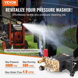 Shower Accessories: VEVOR Pressure Washer Pump, 1" Shaft Horizontal Triplex Plunger, 4000 PSI, 4.0GPM, Replacement Power Washer Pumps Kit with Hardware, Compatible with Simpson MorFlex 40224, 40225, 40226, Santoprene