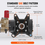 Shower Accessories: VEVOR Pressure Washer Pump, 1" Shaft Horizontal Triplex Plunger, 4000 PSI, 4.0GPM, Replacement Power Washer Pumps Kit with Hardware, Compatible with Simpson MorFlex 40224, 40225, 40226, Santoprene