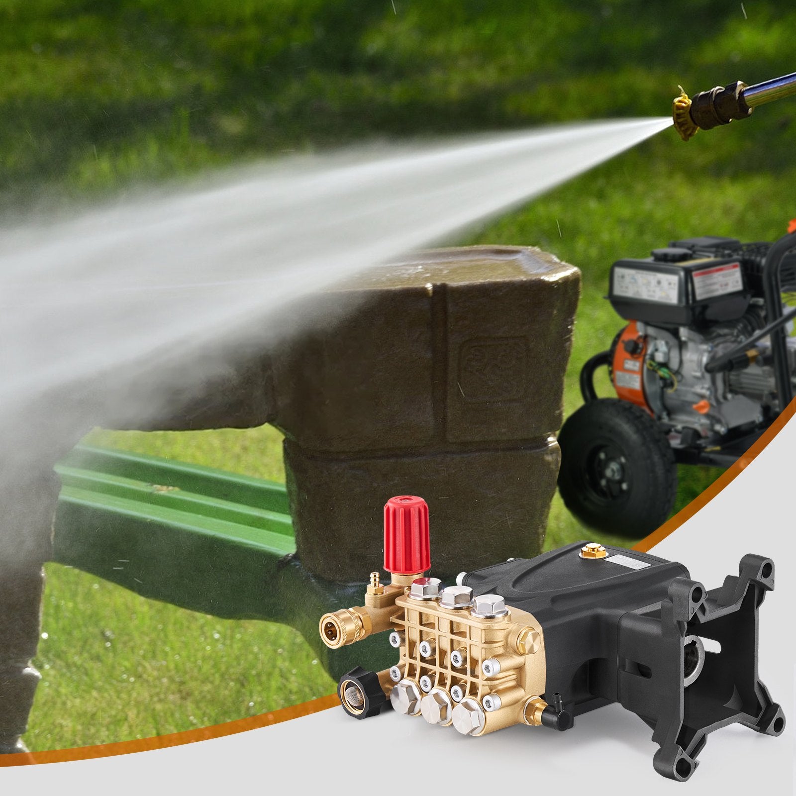 Shower Accessories: VEVOR Pressure Washer Pump, 1" Shaft Horizontal Triplex Plunger, 4000 PSI, 4.0GPM, Replacement Power Washer Pumps Kit with Hardware, Compatible with Simpson MorFlex 40224, 40225, 40226, Santoprene