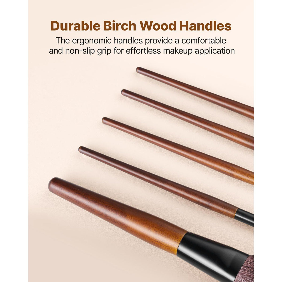 9-Piece Makeup Brush Set for Foundation Blending Eyeshadow, Professional Makeup Brush Kit with Soft Natural Wool & Vegan Synthetic Bristles, Ergonomic Wood Handle, Travel-Friendly Storage Bag