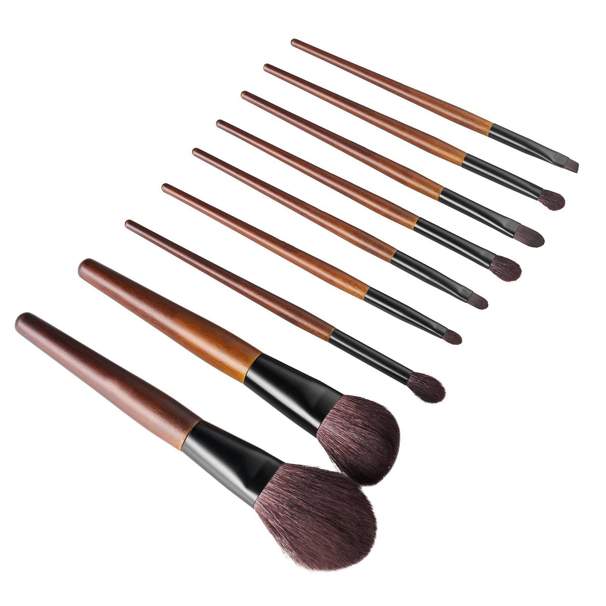 9-Piece Makeup Brush Set for Foundation Blending Eyeshadow, Professional Makeup Brush Kit with Soft Natural Wool & Vegan Synthetic Bristles, Ergonomic Wood Handle, Travel-Friendly Storage Bag