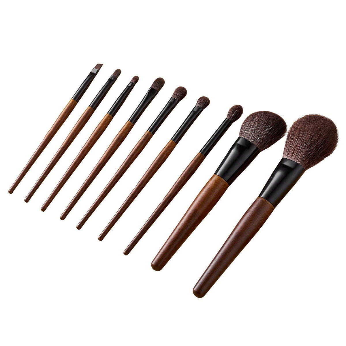 9-Piece Makeup Brush Set for Foundation Blending Eyeshadow, Professional Makeup Brush Kit with Soft Natural Wool & Vegan Synthetic Bristles, Ergonomic Wood Handle, Travel-Friendly Storage Bag