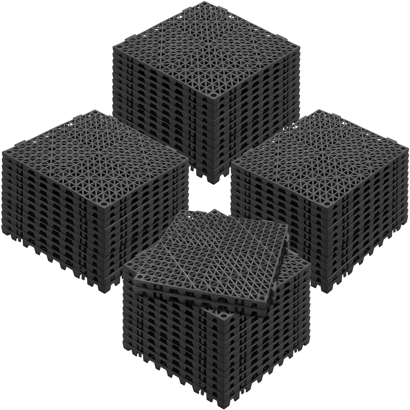 Automotive Repair & Speciality Tools: VEVOR Modular Interlocking Cushion, 50 Pack 30 x 30 cm Splicing Drainage Mats, PVC Interlocking Drainage Floor Tiles, Non-Slip Drainage Holes for Restroom, Bathroom, Kitchen, Pool, Wet Area, Black