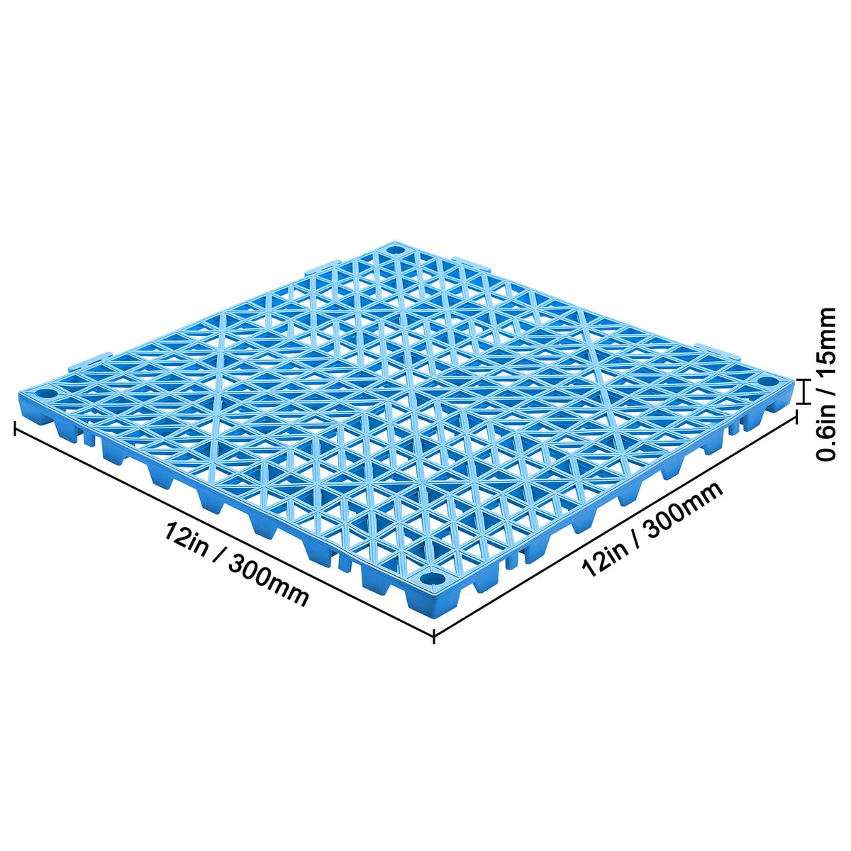 Modular Interlocking Cushion, 50 Pack 30 x 30 cm Splicing Drainage Mats, Soft PVC Interlocking Drainage Floor Tiles, Non-Slip Drainage Holes for Restroom, Bathroom, Kitchen, Pool, Wet Area, Blue