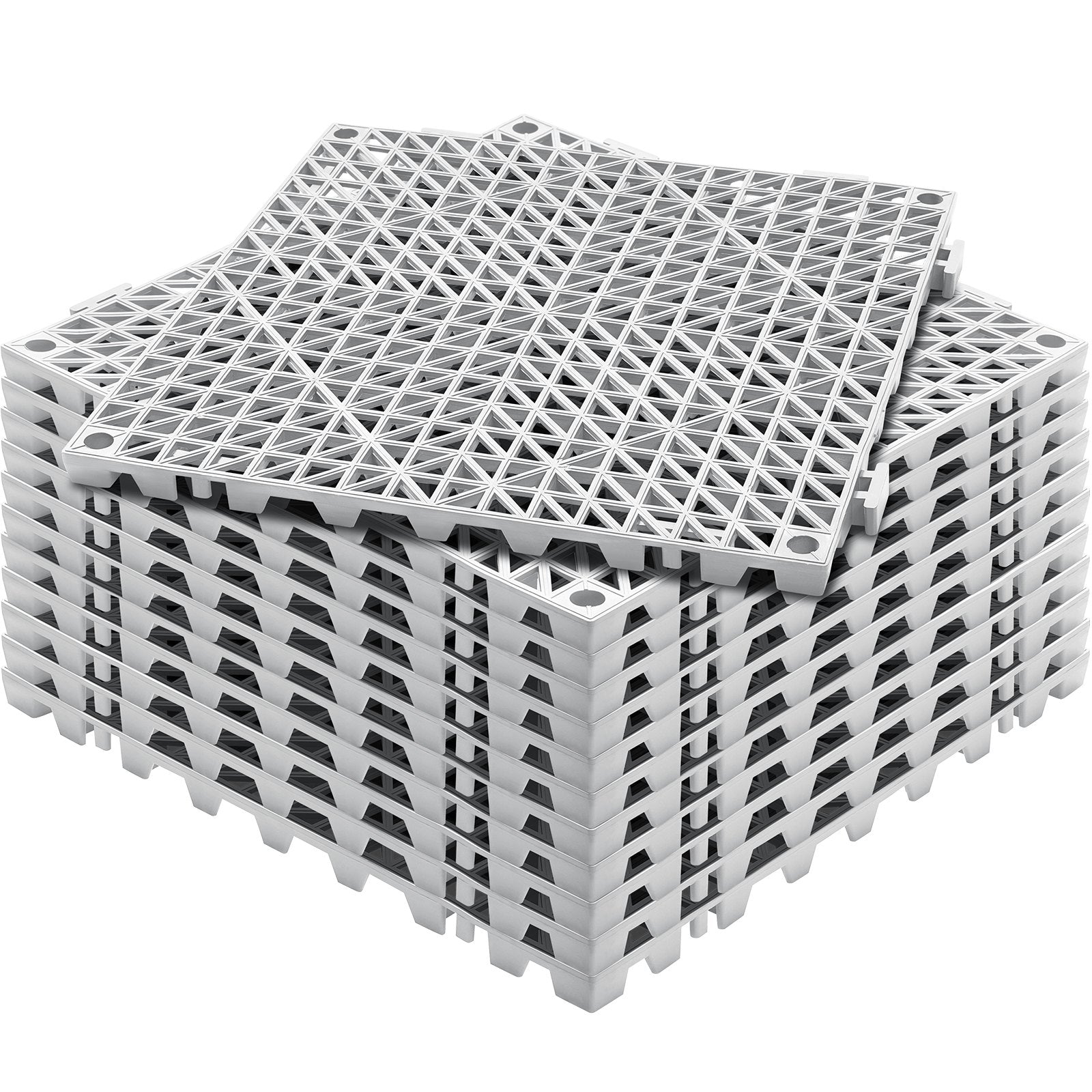 Dog Grooming Supplies: VEVOR Modular Interlocking Cushion, 12 Pack 30 x 30 cm Splicing Drainage Mats, Soft PVC Interlocking Drainage Floor Tiles, Non-Slip Drainage Holes for Restroom, Bathroom, Kitchen, Pool, Wet Area, Gray