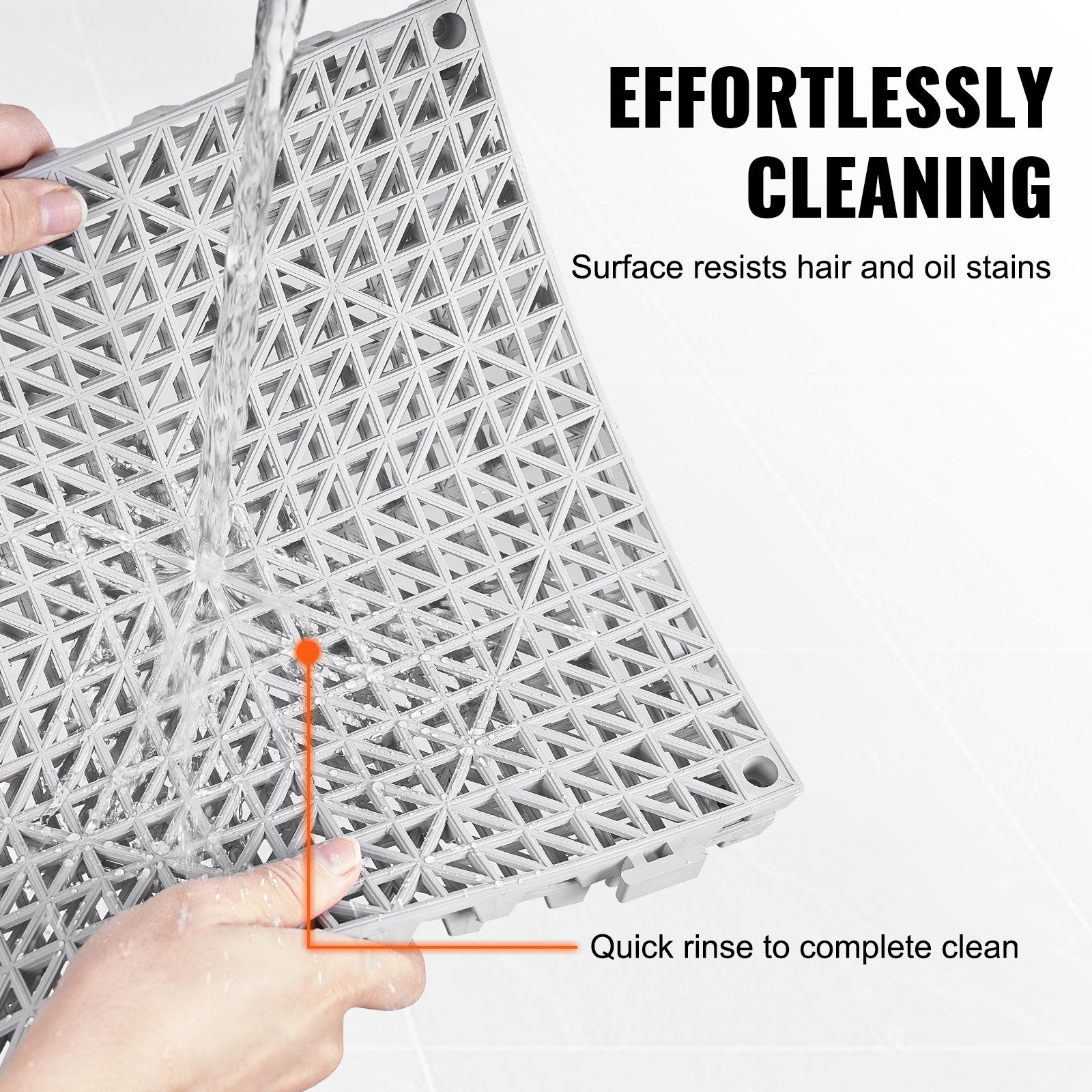 Dog Grooming Supplies: VEVOR Modular Interlocking Cushion, 12 Pack 30 x 30 cm Splicing Drainage Mats, Soft PVC Interlocking Drainage Floor Tiles, Non-Slip Drainage Holes for Restroom, Bathroom, Kitchen, Pool, Wet Area, Gray
