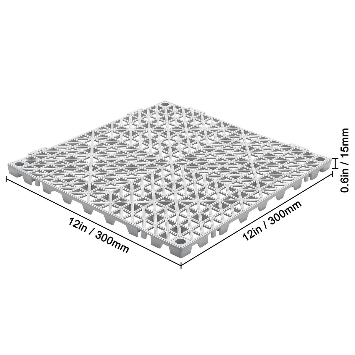 Modular Interlocking Cushion, 55 Pack 30 x 30 cm Splicing Drainage Mats, Soft PVC Interlocking Drainage Floor Tiles, Non-Slip Drainage Holes for Restroom, Bathroom, Kitchen, Pool, Wet Area, Gray