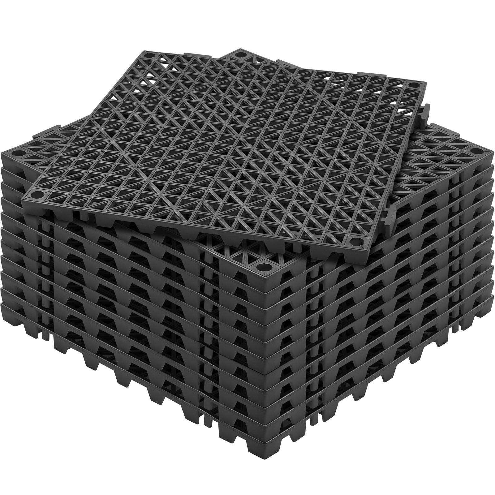 Automotive Repair & Speciality Tools: VEVOR Modular Interlocking Cushion, 12 Pack 30 x 30 cm Splicing Drainage Mats, PVC Interlocking Drainage Floor Tiles, Non-Slip Drainage Holes for Restroom, Bathroom, Kitchen, Pool, Wet Area, Black