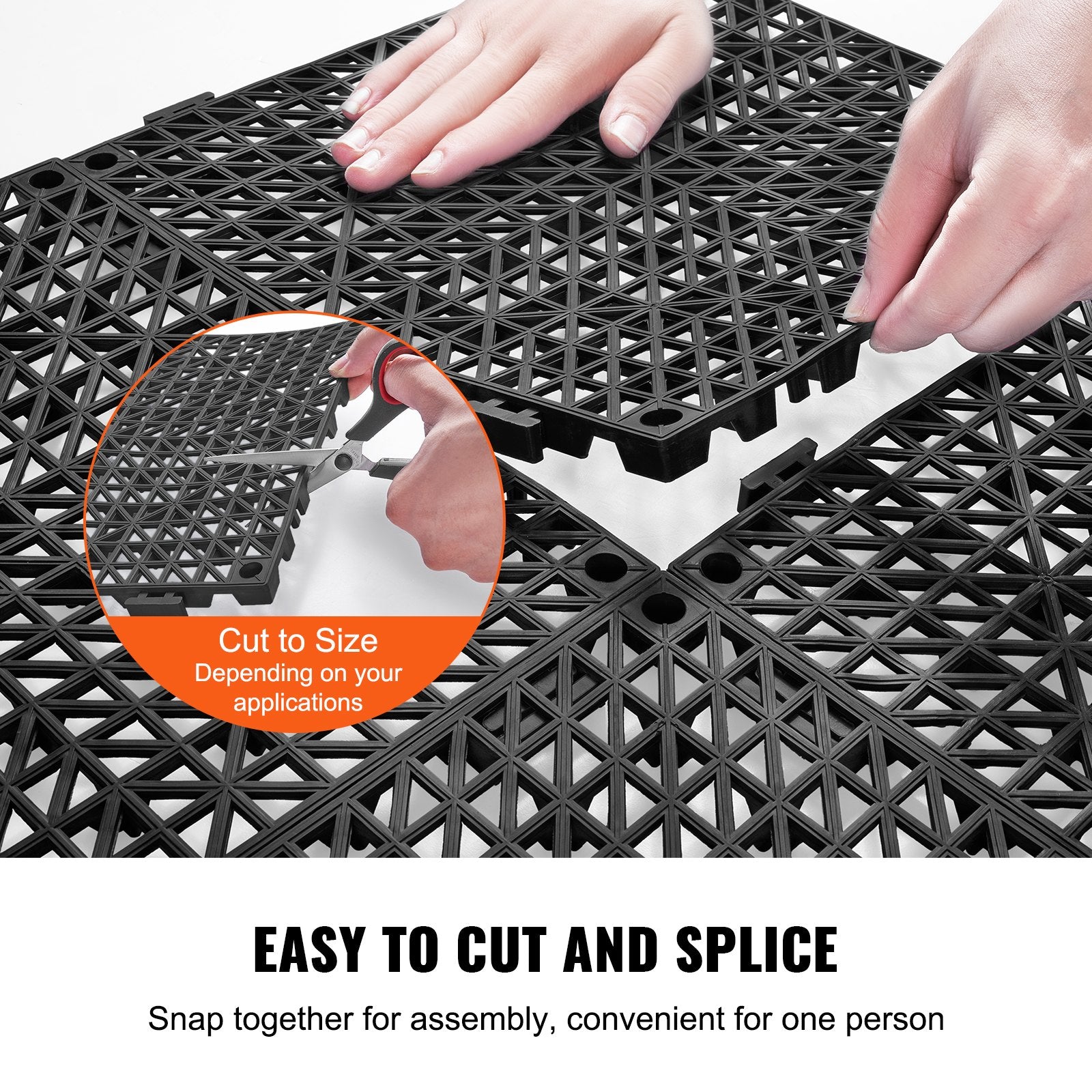 Automotive Repair & Speciality Tools: VEVOR Modular Interlocking Cushion, 12 Pack 30 x 30 cm Splicing Drainage Mats, PVC Interlocking Drainage Floor Tiles, Non-Slip Drainage Holes for Restroom, Bathroom, Kitchen, Pool, Wet Area, Black