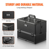 Makeup Organisation & Storage: VEVOR Makeup Train Case 370MM Large Portable Cosmetic Case, 6 Tier Trays Professional Makeup Storage Organizer Box Make Up Carrier with Handle And Strap Travel Case for Women and Girls - Black