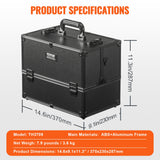 Makeup Organisation & Storage: VEVOR Makeup Train Case 370MM Large Portable Cosmetic Case, 6 Tier Trays Professional Makeup Storage Organizer Box Make Up Carrier with Handle And Strap Travel Case for Women and Girls - Black