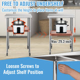 Kitchen Sinks: VEVOR Stainless Steel Prep Table, 61 x 61 x 91.4 cm, 600lbs Load Capacity Heavy Duty Metal Worktable with Adjustable Undershelf & Universal Wheels, Commercial Workstation for Kitchen Garage Backyard
