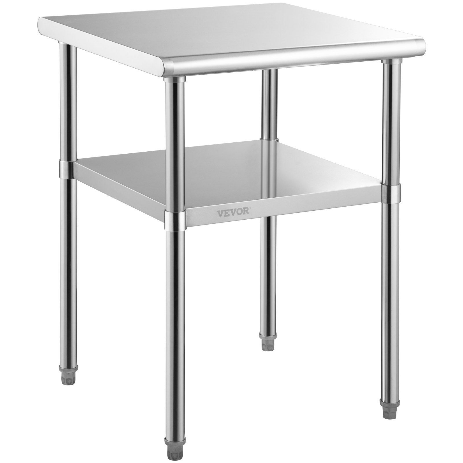 Kitchen Sinks: VEVOR Stainless Steel Prep Table, 61 x 61 x 91.4 cm, 600lbs Load Capacity Heavy Duty Metal Worktable with Adjustable Undershelf & Universal Wheels, Commercial Workstation for Kitchen Garage Backyard