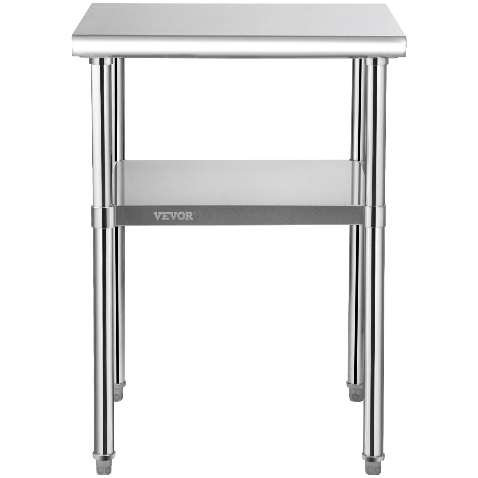 Kitchen Sinks: VEVOR Stainless Steel Prep Table, 61 x 61 x 91.4 cm, 600lbs Load Capacity Heavy Duty Metal Worktable with Adjustable Undershelf & Universal Wheels, Commercial Workstation for Kitchen Garage Backyard