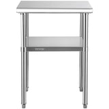 Kitchen Sinks: VEVOR Stainless Steel Prep Table, 61 x 61 x 91.4 cm, 600lbs Load Capacity Heavy Duty Metal Worktable with Adjustable Undershelf & Universal Wheels, Commercial Workstation for Kitchen Garage Backyard