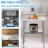 Food Warmers & Chafing Dishes: VEVOR Stainless Steel Work Prep Table Commercial Food Prep Table 30x30x36in