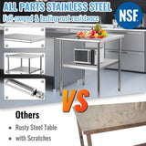 Food Warmers & Chafing Dishes: VEVOR Stainless Steel Work Prep Table Commercial Food Prep Table 30x30x36in