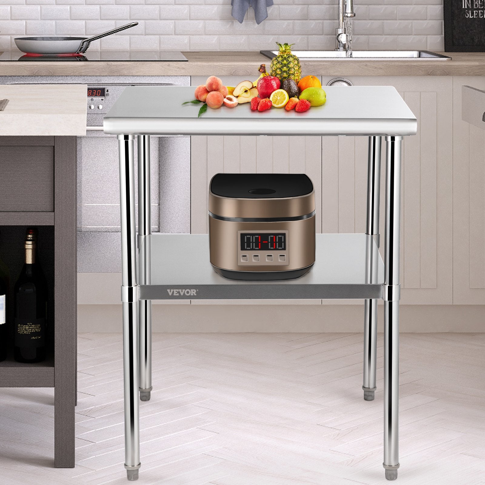 Food Warmers & Chafing Dishes: VEVOR Stainless Steel Work Prep Table Commercial Food Prep Table 30x30x36in