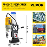 Traffic Control & Parking Tools: VEVOR Magnetic Drill, 1100W 1.57" Boring Diameter, 2697lbf/12000N Portable Electric Mag Drill Press with 7 Bits, 580 RPM Max Speed Drilling Machine for any Surface and Home Improvement