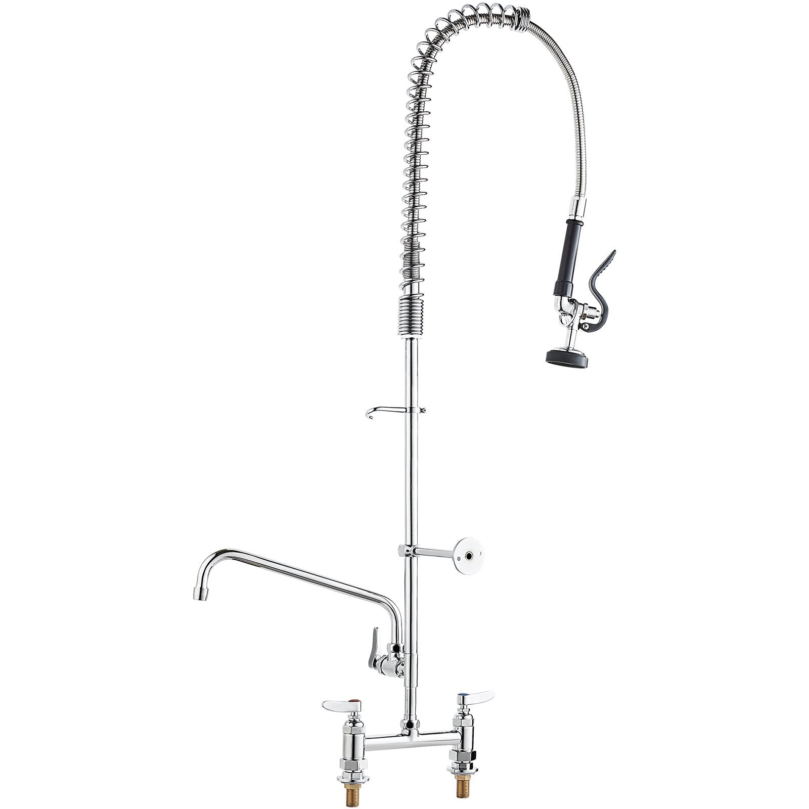 Audio Players & Recorders: VEVOR Commercial Faucet with Pre-Rinse Sprayer, 44" Height, 8" Center, 12" Swing Spout, Deck Mount Kitchen Sink Faucet, Brass Constructed Device with Pull Down Spray, for 1/2/3 Compartment Sink