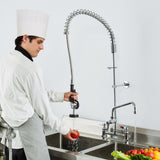 Audio Players & Recorders: VEVOR Commercial Faucet with Pre-Rinse Sprayer, 44" Height, 8" Center, 12" Swing Spout, Deck Mount Kitchen Sink Faucet, Brass Constructed Device with Pull Down Spray, for 1/2/3 Compartment Sink
