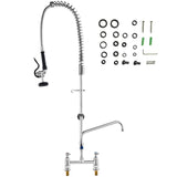 Audio Players & Recorders: VEVOR Commercial Faucet with Pre-Rinse Sprayer, 44" Height, 8" Center, 12" Swing Spout, Deck Mount Kitchen Sink Faucet, Brass Constructed Device with Pull Down Spray, for 1/2/3 Compartment Sink