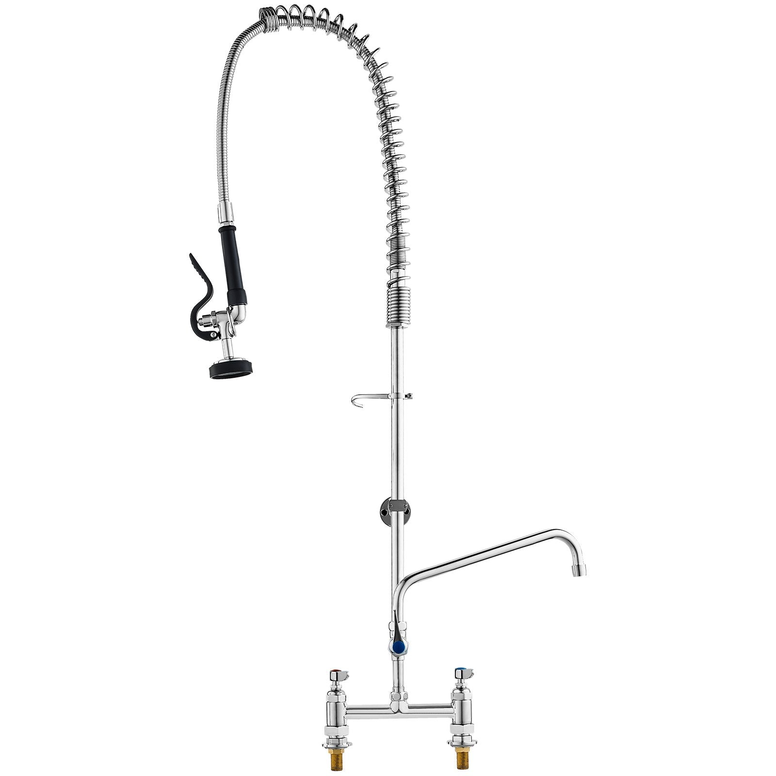 Audio Players & Recorders: VEVOR Commercial Faucet with Pre-Rinse Sprayer, 44" Height, 8" Center, 12" Swing Spout, Deck Mount Kitchen Sink Faucet, Brass Constructed Device with Pull Down Spray, for 1/2/3 Compartment Sink