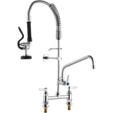 Kitchen & Bathroom DIY: VEVOR Commercial Faucet with Pre-Rinse Sprayer, 26" Height, 8" Center, 12" Swing Spout, Deck Mount Kitchen Sink Faucet, Brass Constructed Device with Pull Down Spray, for 1/2/3 Compartment Sink