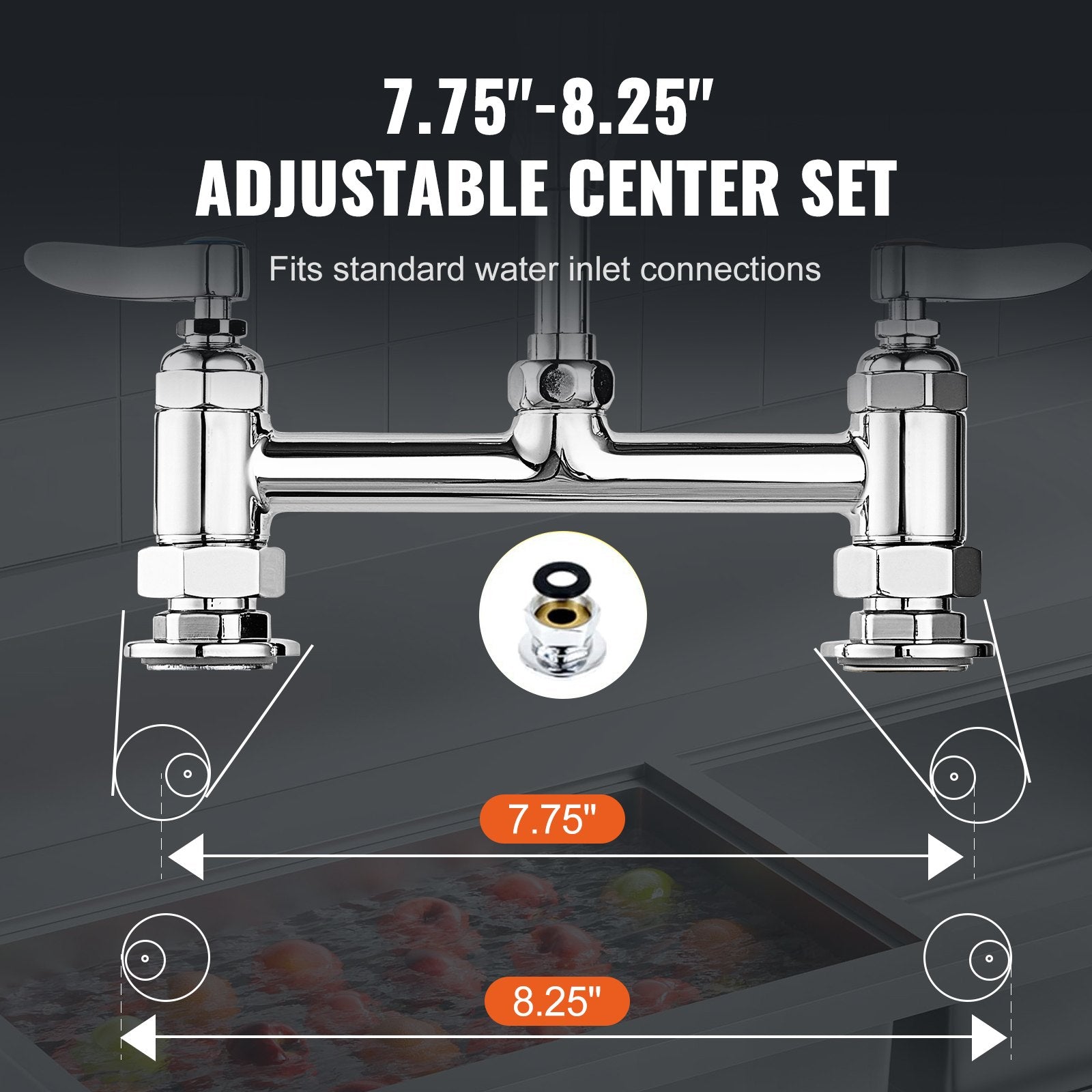 Kitchen & Bathroom DIY: VEVOR Commercial Faucet with Pre-Rinse Sprayer, 26" Height, 8" Center, 12" Swing Spout, Deck Mount Kitchen Sink Faucet, Brass Constructed Device with Pull Down Spray, for 1/2/3 Compartment Sink