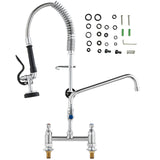 Kitchen & Bathroom DIY: VEVOR Commercial Faucet with Pre-Rinse Sprayer, 26" Height, 8" Center, 12" Swing Spout, Deck Mount Kitchen Sink Faucet, Brass Constructed Device with Pull Down Spray, for 1/2/3 Compartment Sink