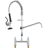 Kitchen & Bathroom DIY: VEVOR Commercial Faucet with Pre-Rinse Sprayer, 26" Height, 8" Center, 12" Swing Spout, Deck Mount Kitchen Sink Faucet, Brass Constructed Device with Pull Down Spray, for 1/2/3 Compartment Sink