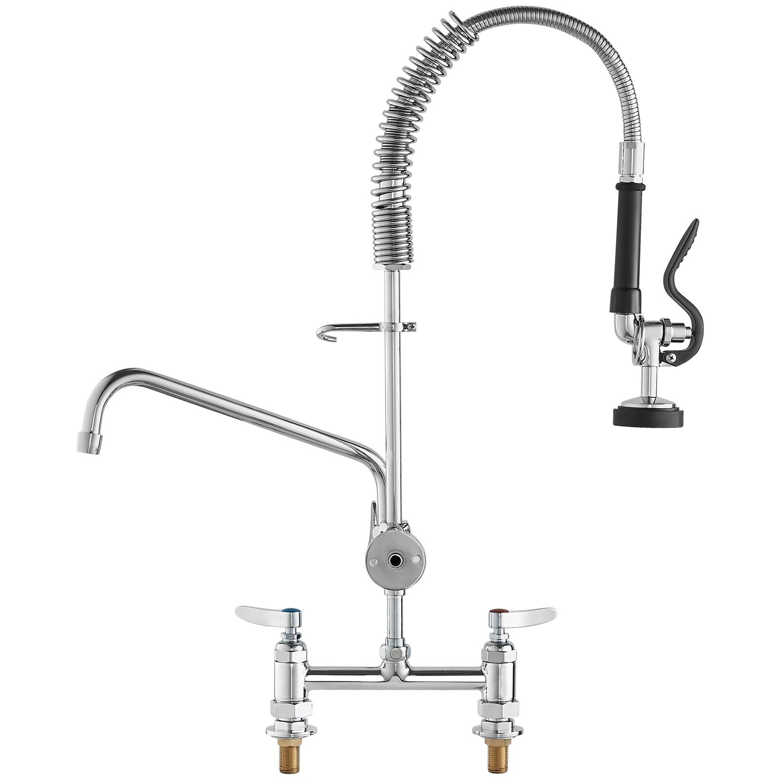 Kitchen & Bathroom DIY: VEVOR Commercial Faucet with Pre-Rinse Sprayer, 26" Height, 8" Center, 12" Swing Spout, Deck Mount Kitchen Sink Faucet, Brass Constructed Device with Pull Down Spray, for 1/2/3 Compartment Sink