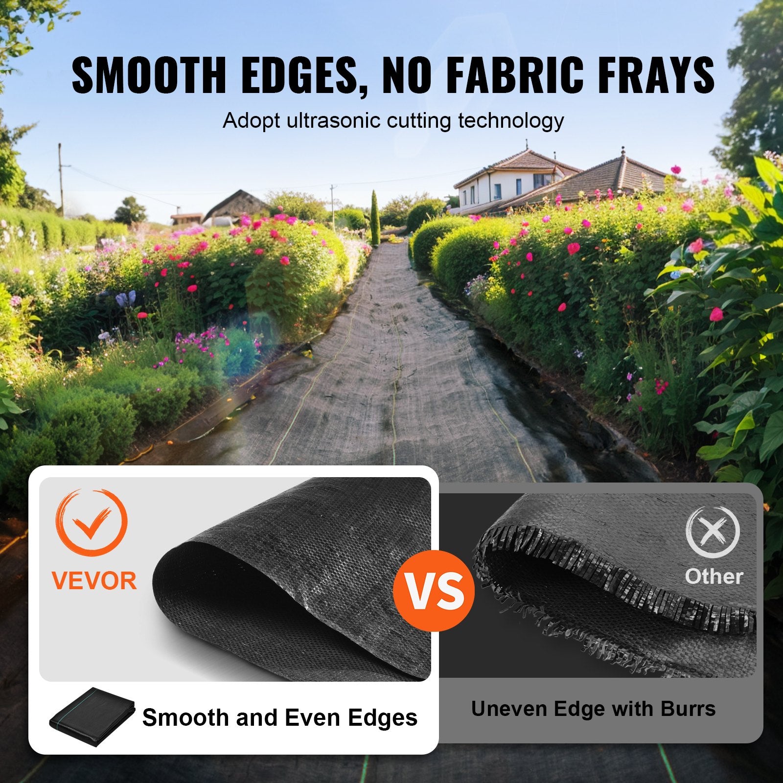 Garden Ornaments: VEVOR Weed Barrier Landscape Fabric, 3*100FT Heavy Duty Garden Weed Fabric, Woven PP Weed Control Fabric, Driveway Fabric, Geotextile Fabric for Landscaping, Ground Cover, Weed Blocker Weed Mat, Black