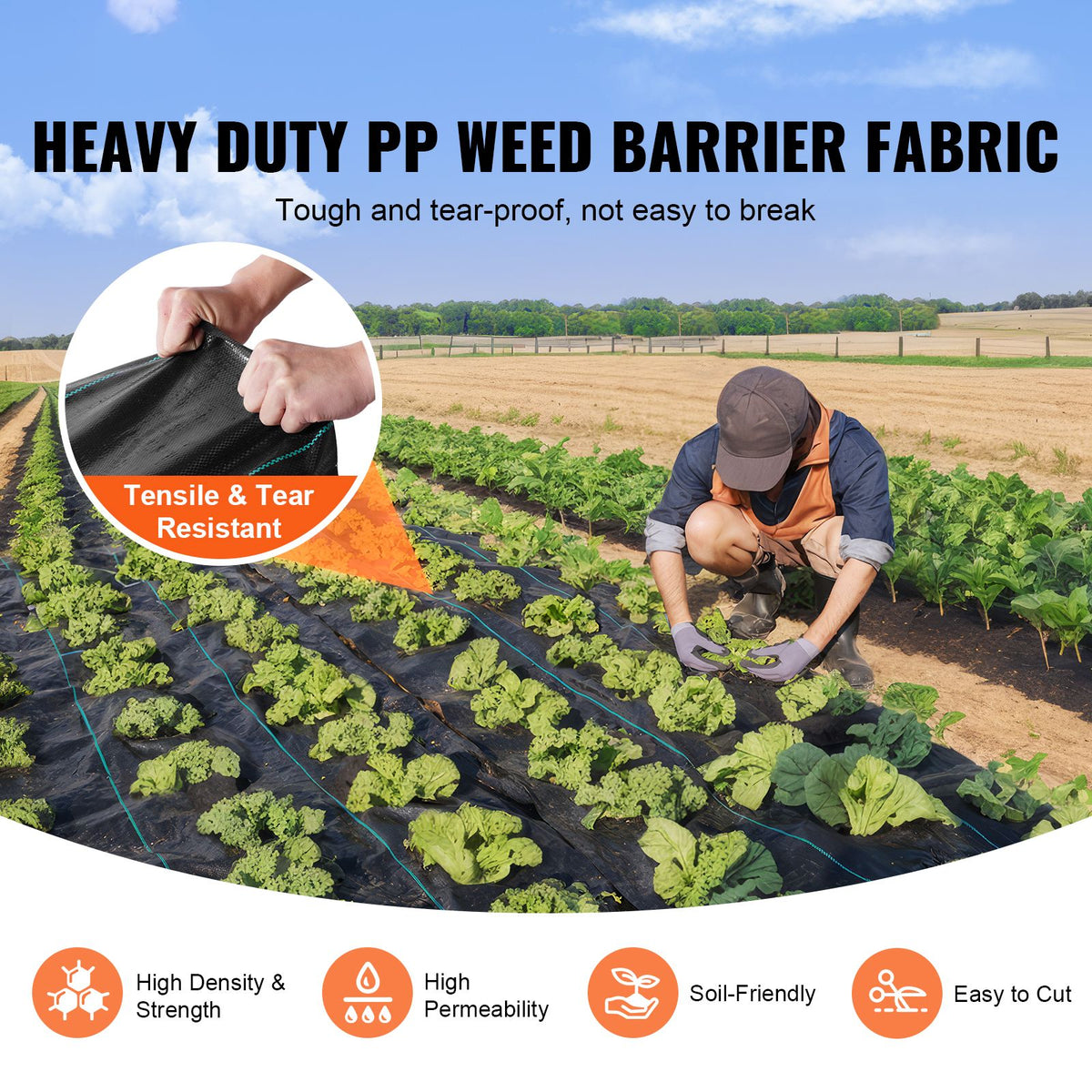 Weed Barrier Landscape Fabric, Black