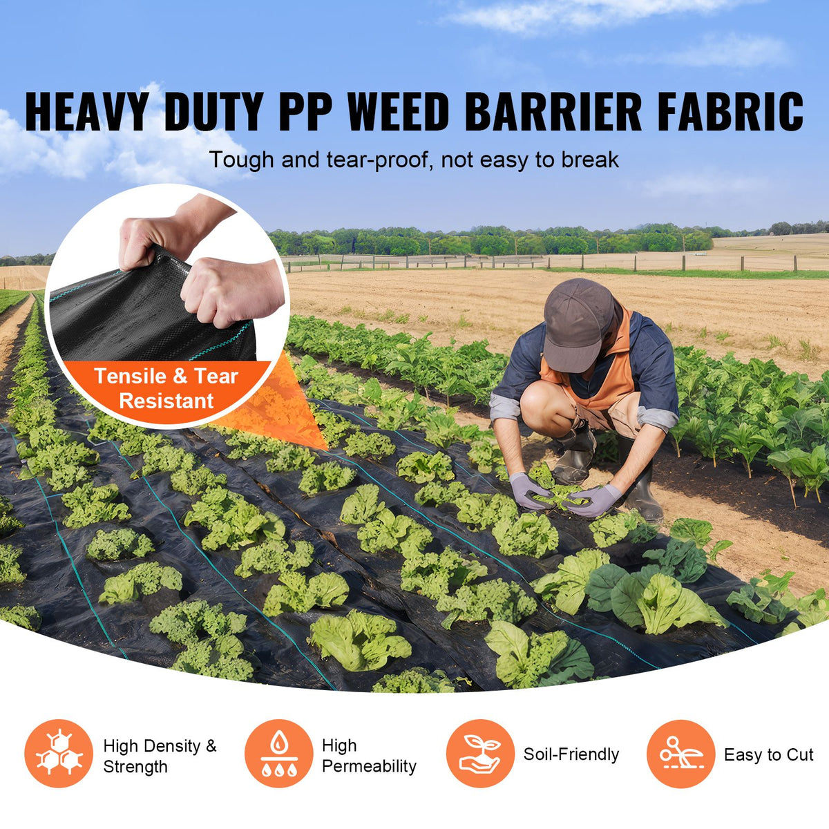 Weed Barrier Landscape Fabric, 6*300FT Heavy Duty Garden Weed Fabric, Woven PP Weed Control Fabric, Driveway Fabric, Geotextile Fabric for Landscaping, Ground Cover, Weed Blocker Weed Mat, Black