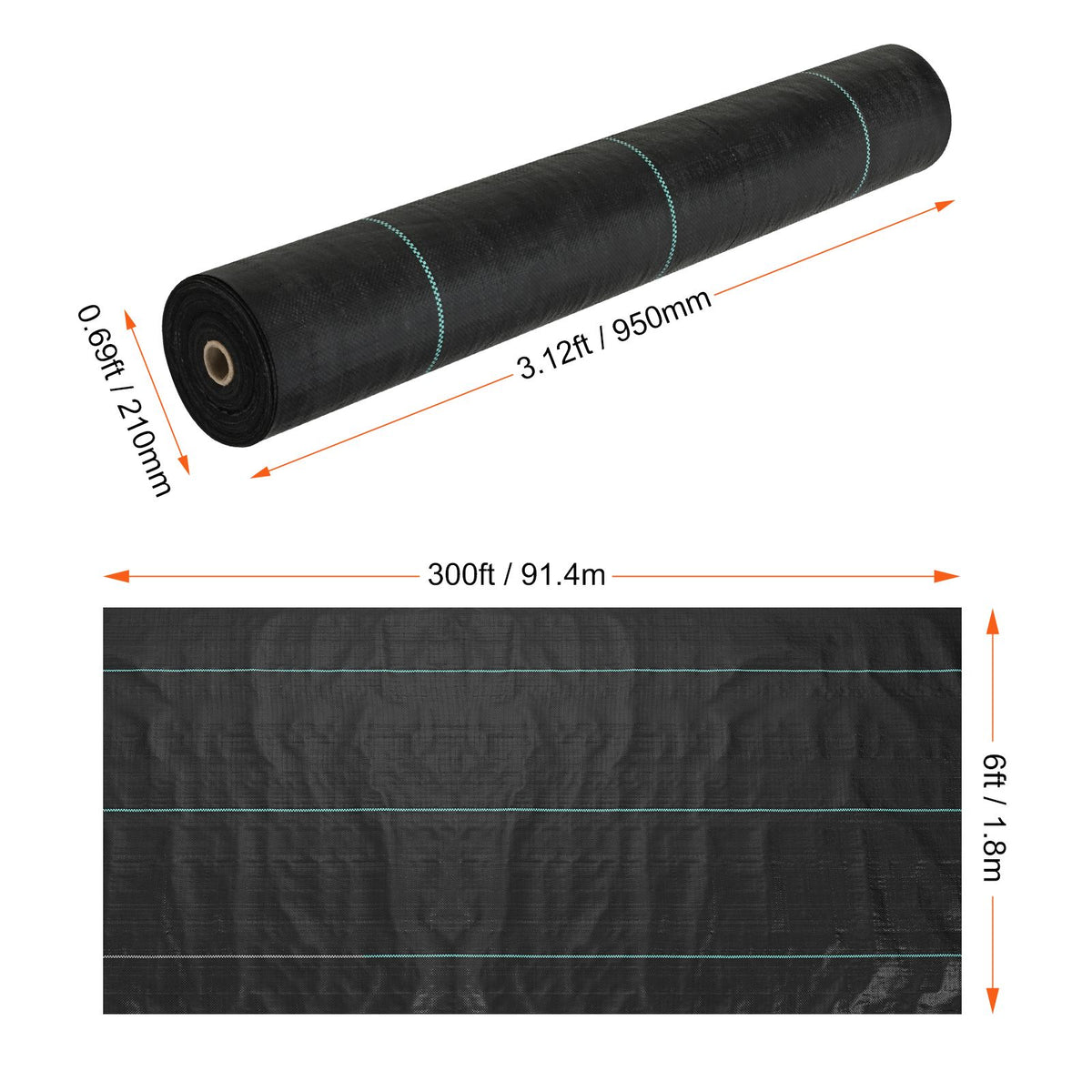 Weed Barrier Landscape Fabric, 6*300FT Heavy Duty Garden Weed Fabric, Woven PP Weed Control Fabric, Driveway Fabric, Geotextile Fabric for Landscaping, Ground Cover, Weed Blocker Weed Mat, Black