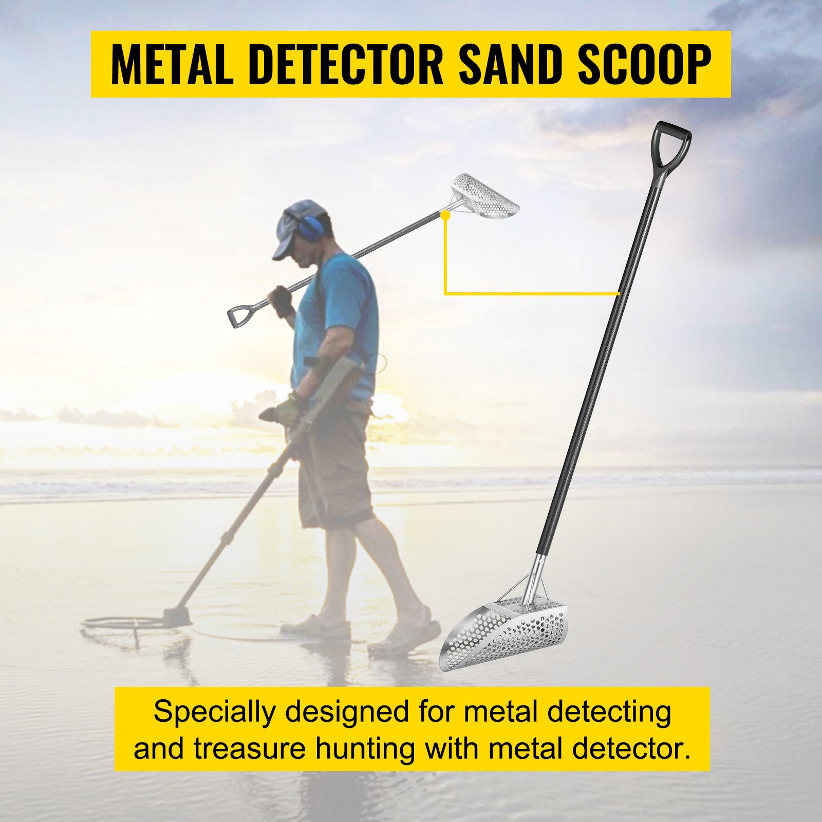 Outdoor Play Equipment: VEVOR Metal Detector Sand Scoop Detecting Hunting Scoop w/ Carbon Fiber Handle