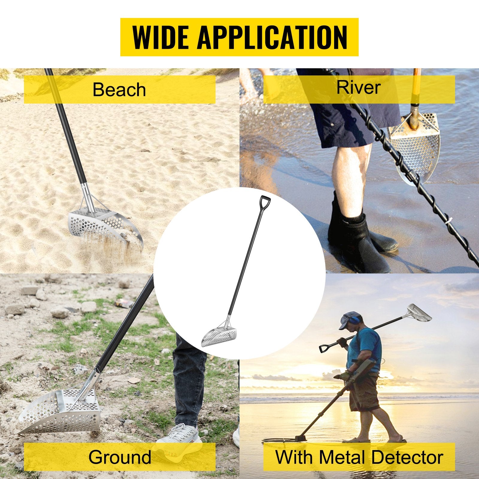 Outdoor Play Equipment: VEVOR Metal Detector Sand Scoop Detecting Hunting Scoop w/ Carbon Fiber Handle