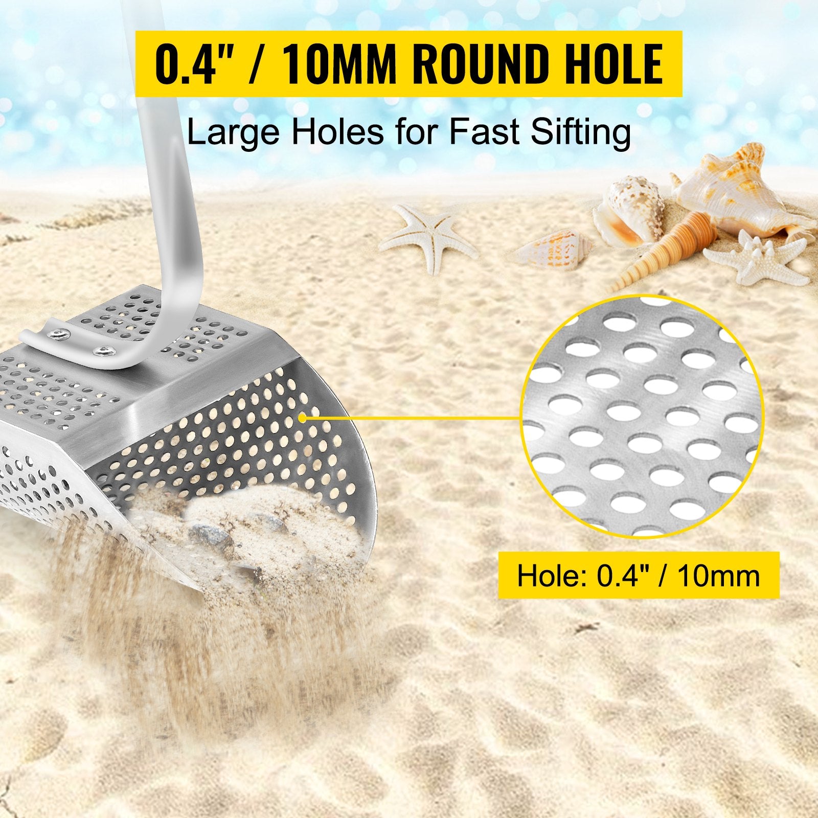 Outdoor Play Equipment: VEVOR Metal Detector Sand Scoop Metal Detecting Hunting Scoop w/ Steel Handle