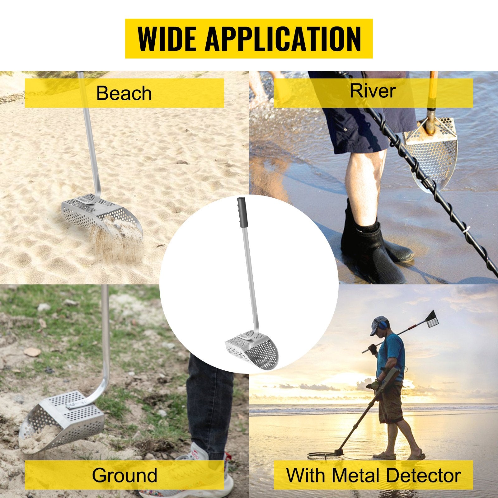 Outdoor Play Equipment: VEVOR Metal Detector Sand Scoop Metal Detecting Hunting Scoop w/ Steel Handle