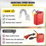 Fuel & Exhaust: VEVOR Jerry Fuel Can, 20 L Portable Jerry Gas Can with Flexible Spout System, Rustproof ＆ Heat-resistant Steel Fuel Tank for Cars Trucks Equipment, 2PCS Red