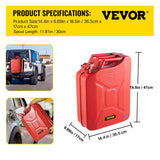 Fuel & Exhaust: VEVOR Jerry Fuel Can, 20 L Portable Jerry Gas Can with Flexible Spout System, Rustproof ＆ Heat-resistant Steel Fuel Tank for Cars Trucks Equipment, 2PCS Red