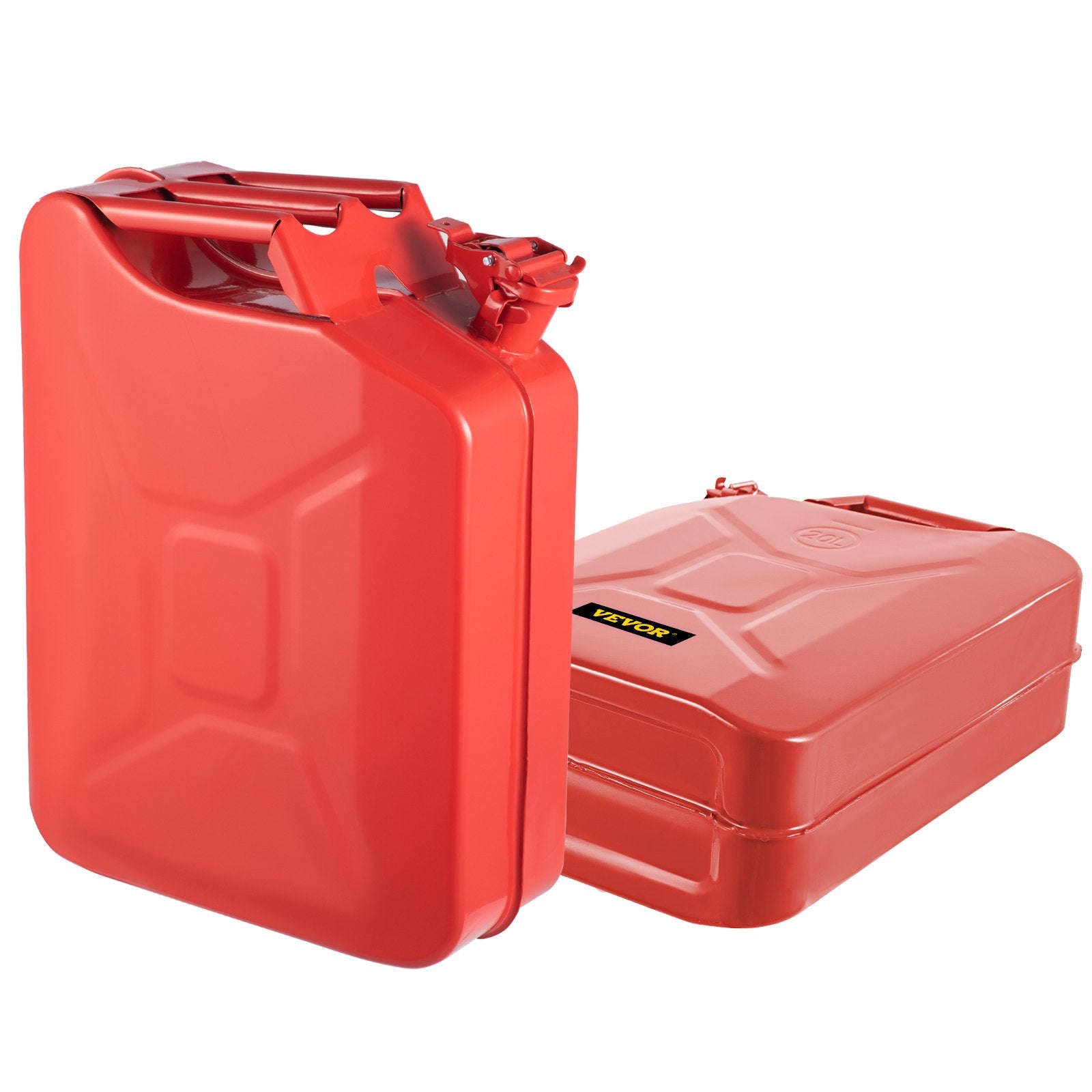 Jerry Fuel Can, 20 L Portable Jerry Gas Can with Flexible Spout System, Rustproof ＆ Heat-resistant Steel Fuel Tank for Cars Trucks Equipment, 2PCS Red