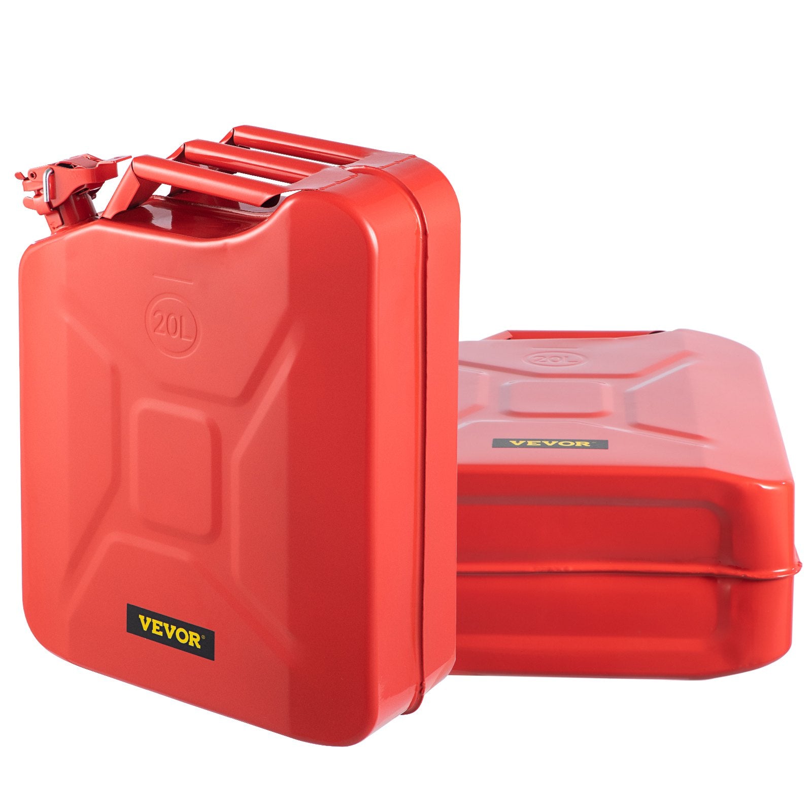 Jerry Fuel Can, 20 L Portable Jerry Gas Can with Flexible Spout System, Rustproof ＆ Heat-resistant Steel Fuel Tank for Cars Trucks Equipment, 2PCS Red