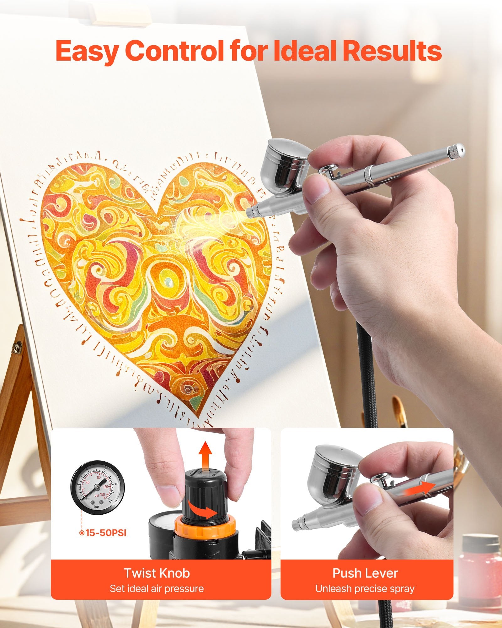 Massage Chairs: VEVOR Airbrush Kit, 1/6 HP, Air Brush Kit with Air Compressor, 3 Dual-Action Professional Airbrushes with 3 Tips, Hose, Acrylic Paint, 2 Fans, Low Noise, for Cake Decorating, Model Painting, Nail Art