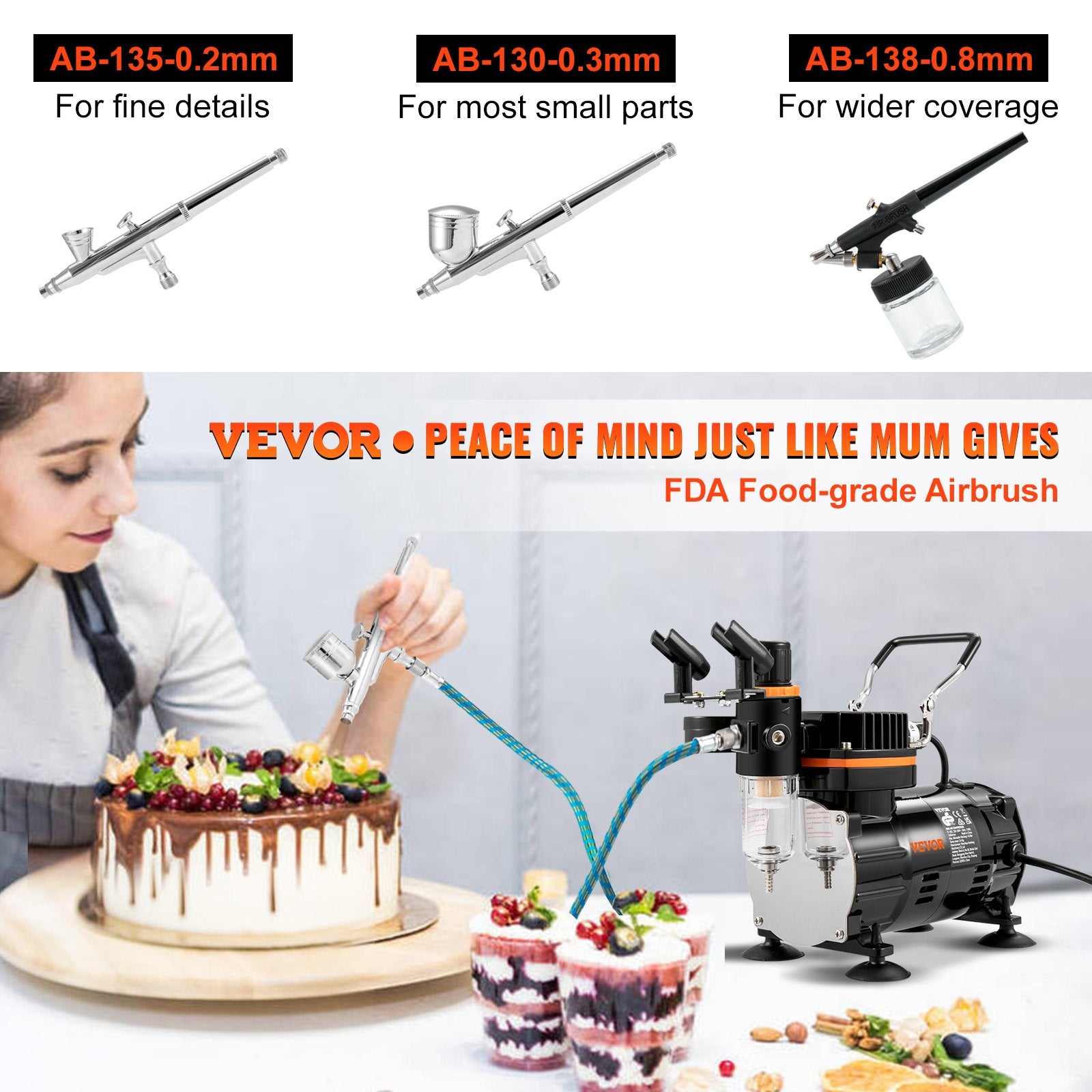 Costumes & Accessories: VEVOR Airbrush Kit Dual-action Airbrush Compressor Art Nail Tattoo Makeup Model