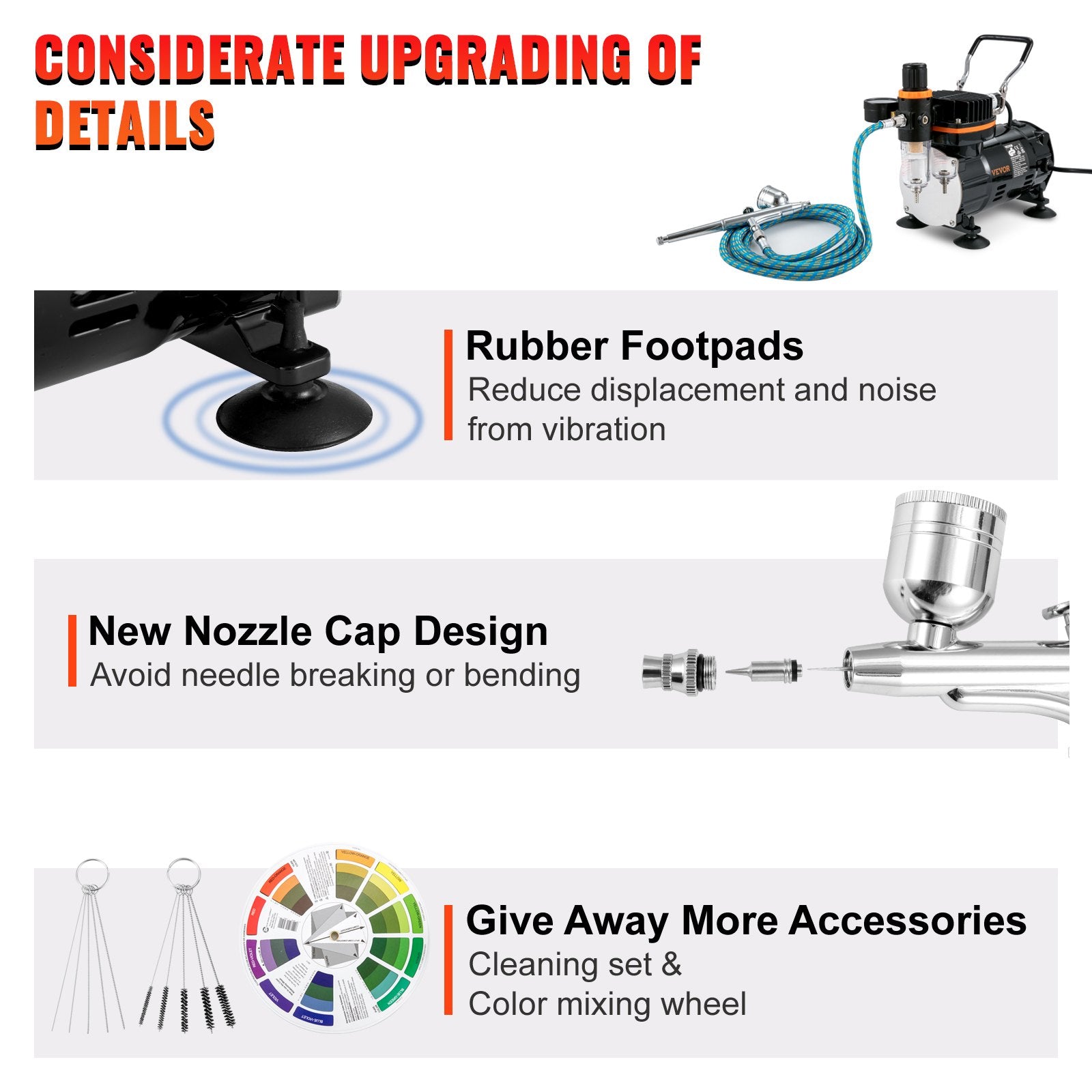 Costumes & Accessories: VEVOR Airbrush Kit Dual-action Airbrush Compressor Art Nail Tattoo Makeup Model