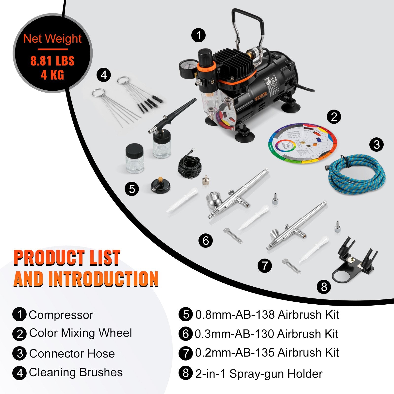 Costumes & Accessories: VEVOR Airbrush Kit Dual-action Airbrush Compressor Art Nail Tattoo Makeup Model